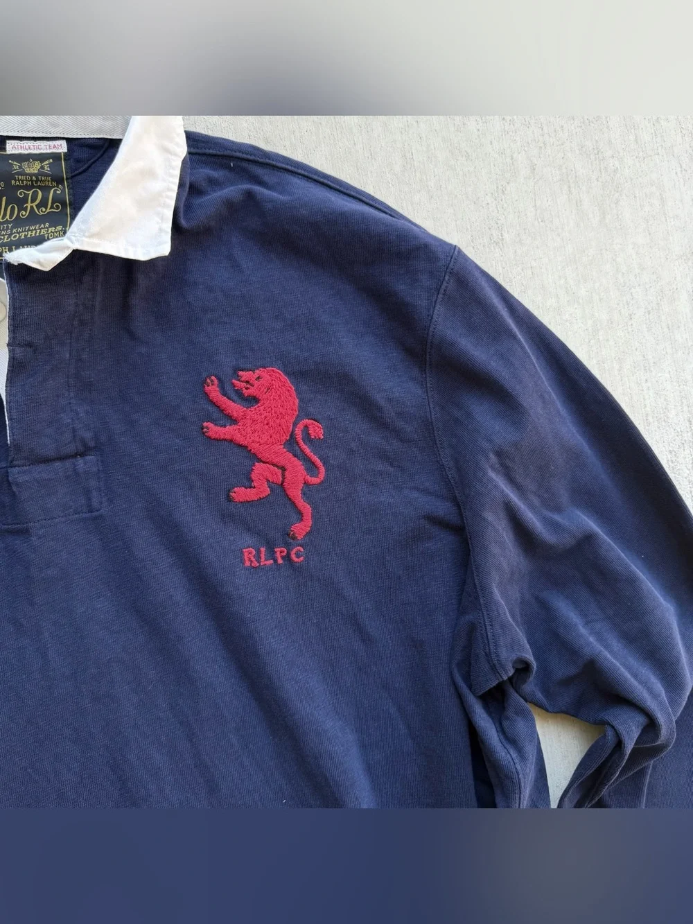 Polo Ralph Lauren Rugby Shirt Long Sleeve RLPC Lion Crest Navy Size 2XL